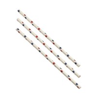 White Paper Drinking Straw with Red and Blue Stars 20cm / 8inch